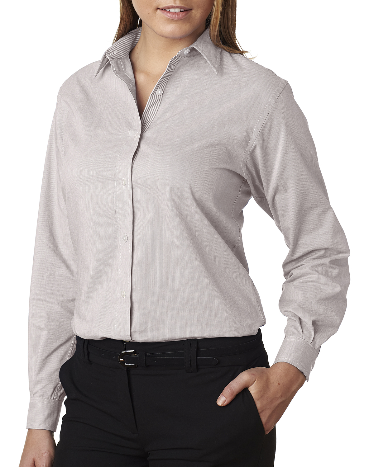 Van Heusen V0236 - Ladies' Long-Sleeve Feather Stripe Woven Shirt
