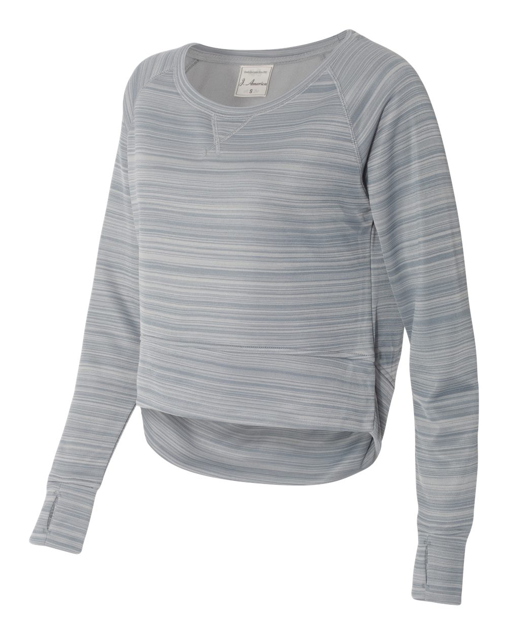J. America 8663 - Women's Odyssey Striped Performance Fleece Hi-Lo Crewneck Sweatshirt