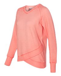 J. America 8666 - Women's Oasis Wash French Terry Criss Cross V Neck Sweatshirt
