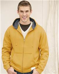J. America 8983 Full-Zip Vintage Sweatshirt with Thermal-Lined Hood