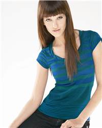 bella 8610 Ladies' Cheryl Burnout Variegated Stripe T-Shirt