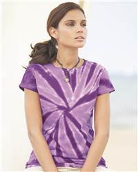 Dyenomite 640LT Ladies' Ringspun Tone-on-Tone Pinwheel Short Sleeve Shirt