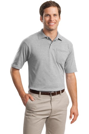    JERZEESJersey Knit Sport Shirt with Pocket with SpotShield.