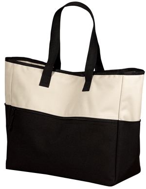 Port & CompanyBi-Color Tote with Zippered Pocket.