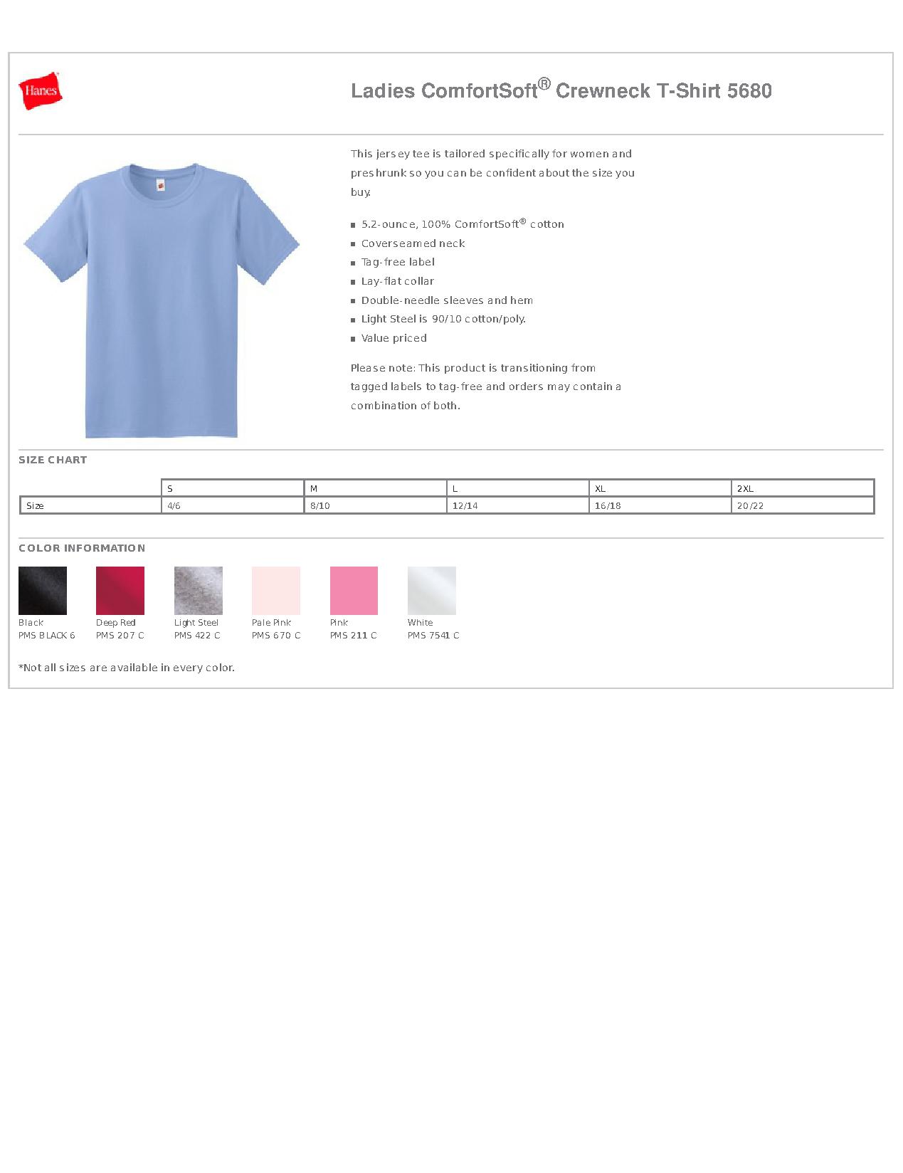 Hanes Large T Shirt Size Chart