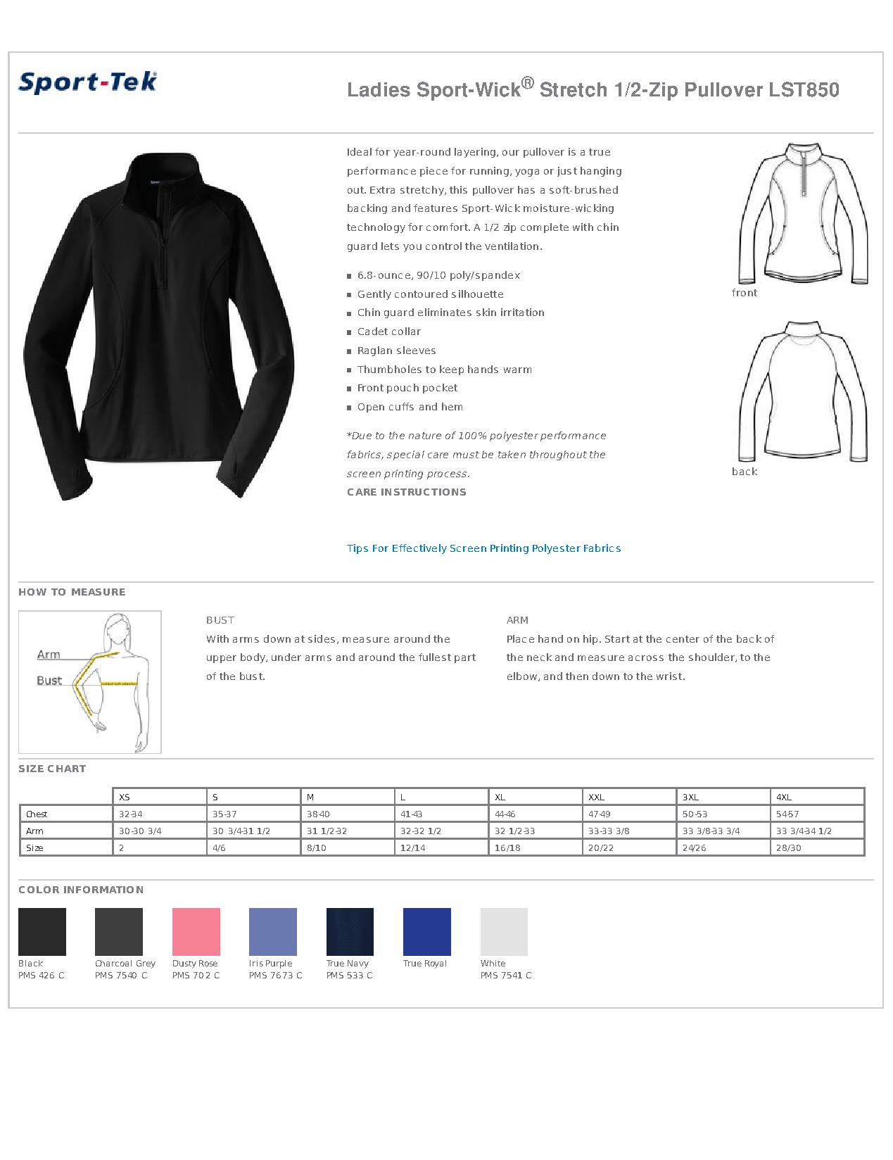 Sport Tek Jacket Size Chart