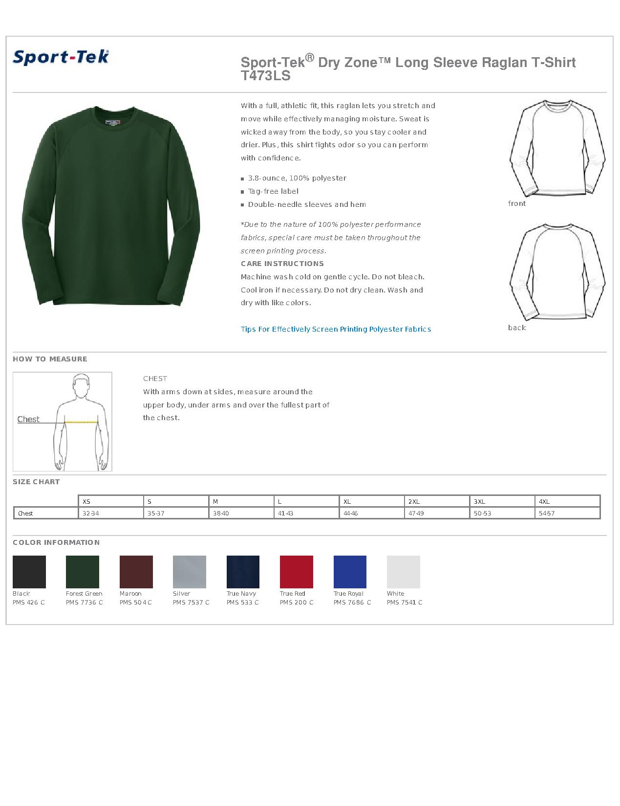 Sport-Tek® T473LS Dry Zone™ Long Sleeve Raglan T-Shirt - T-Shirts