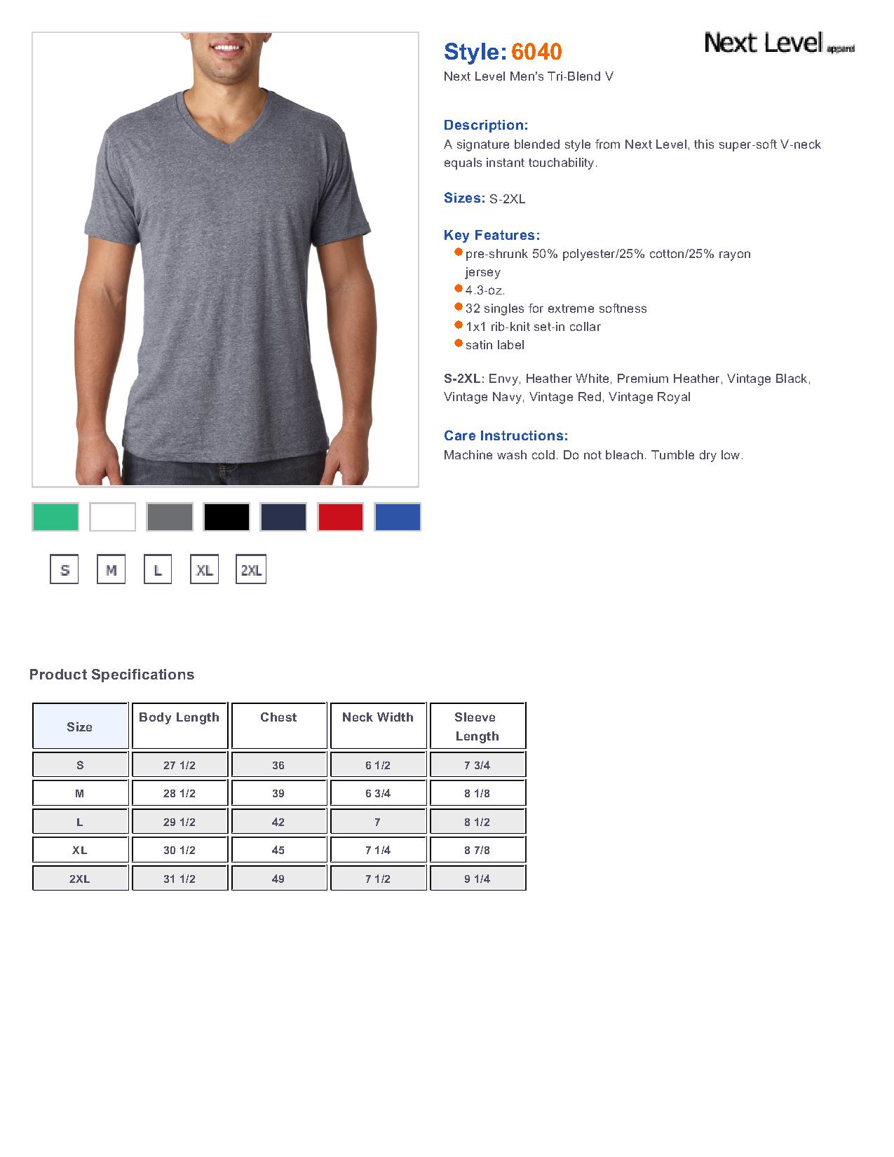 6040 Next Level Tri-Blend V $5.56 - T Shirts