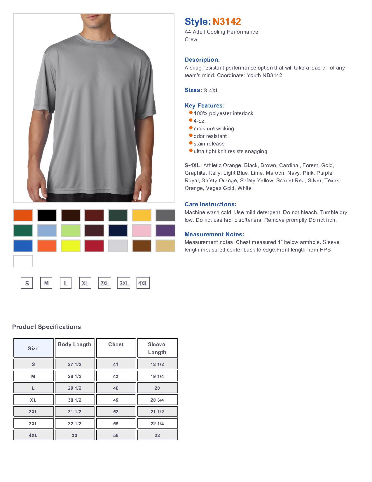 A4 N3142 - Adult Cooling Performance Tee $5.36 - T-Shirts