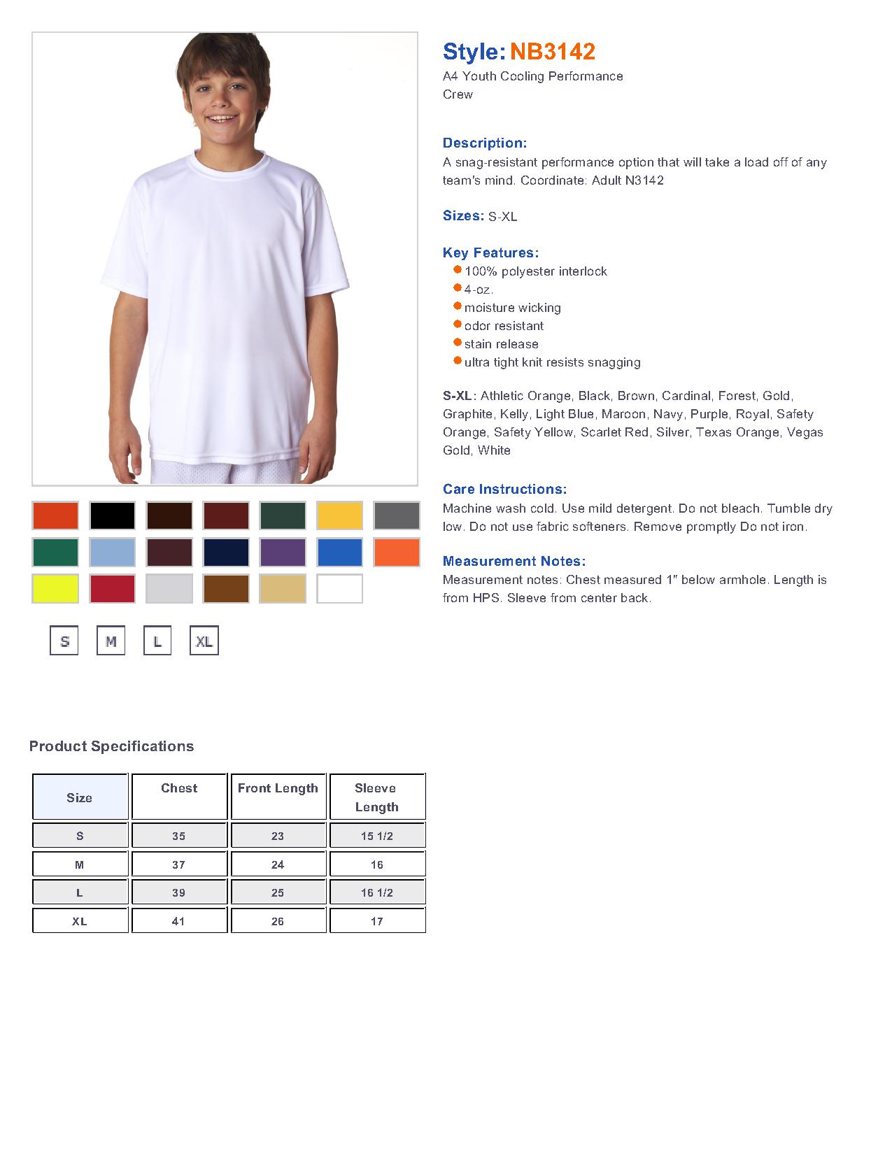 A4 NB3142 - Youth Cooling Performance Tee $4.67 - Youth's T-Shirts
