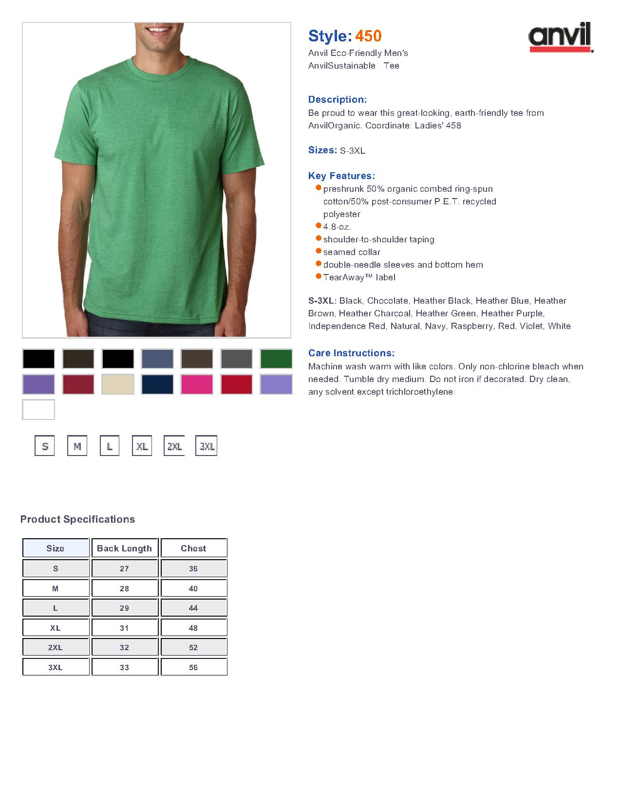 Anvil T Shirt Color Chart