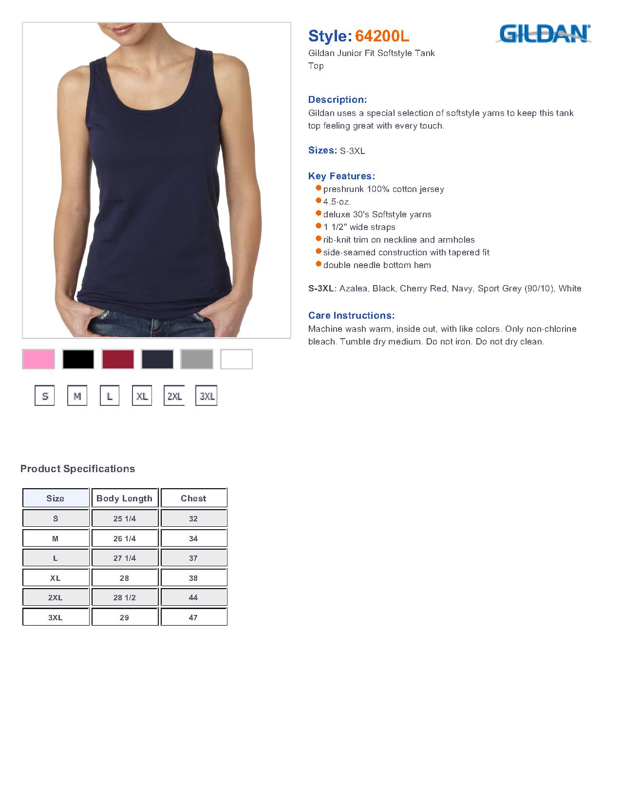 Gildan 64200L - Softstyle Junior Fit Tank Top $5.66 - Youth's Tanks