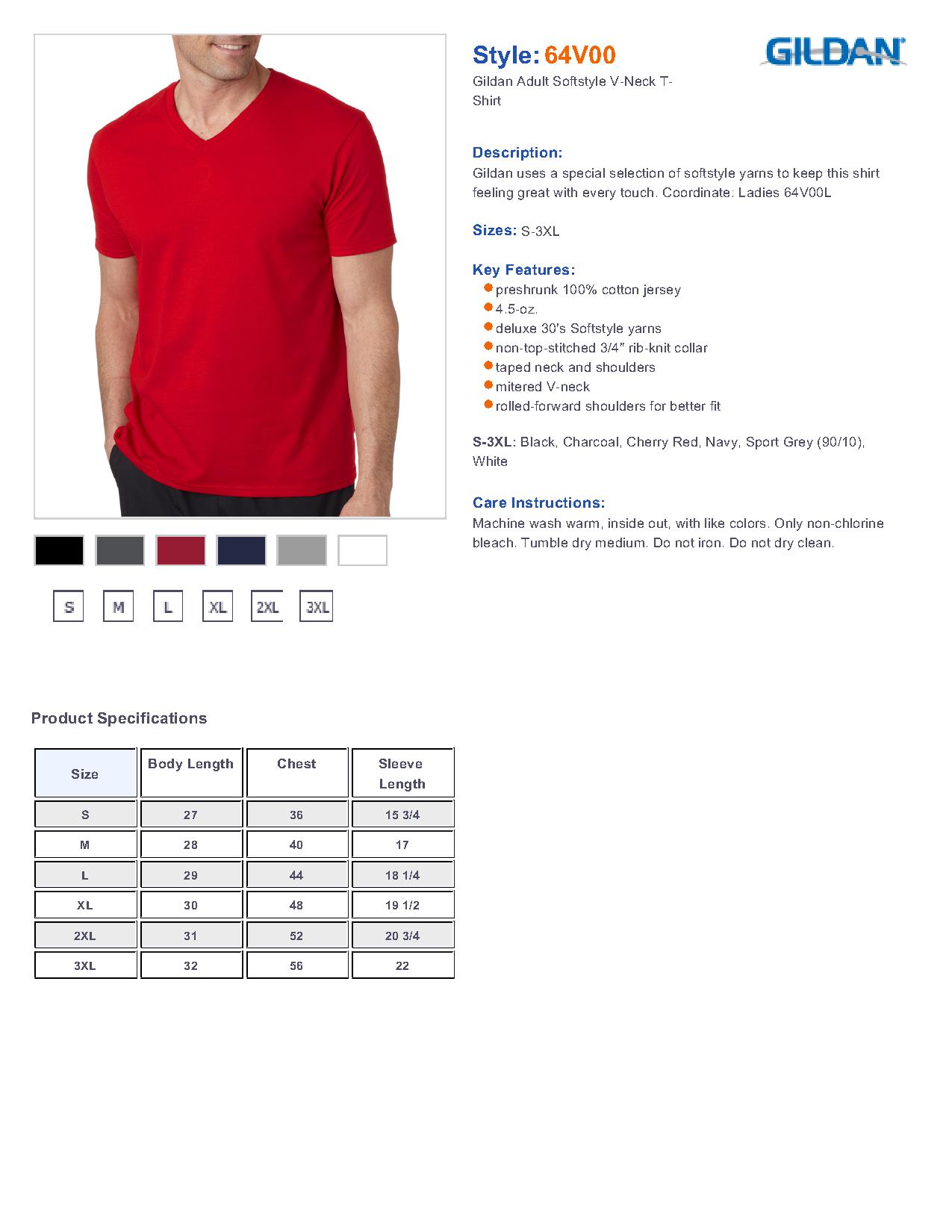 Gildan 64V00-Softstyle V-Neck T-Shirt $5.85 - Men's T-Shirts