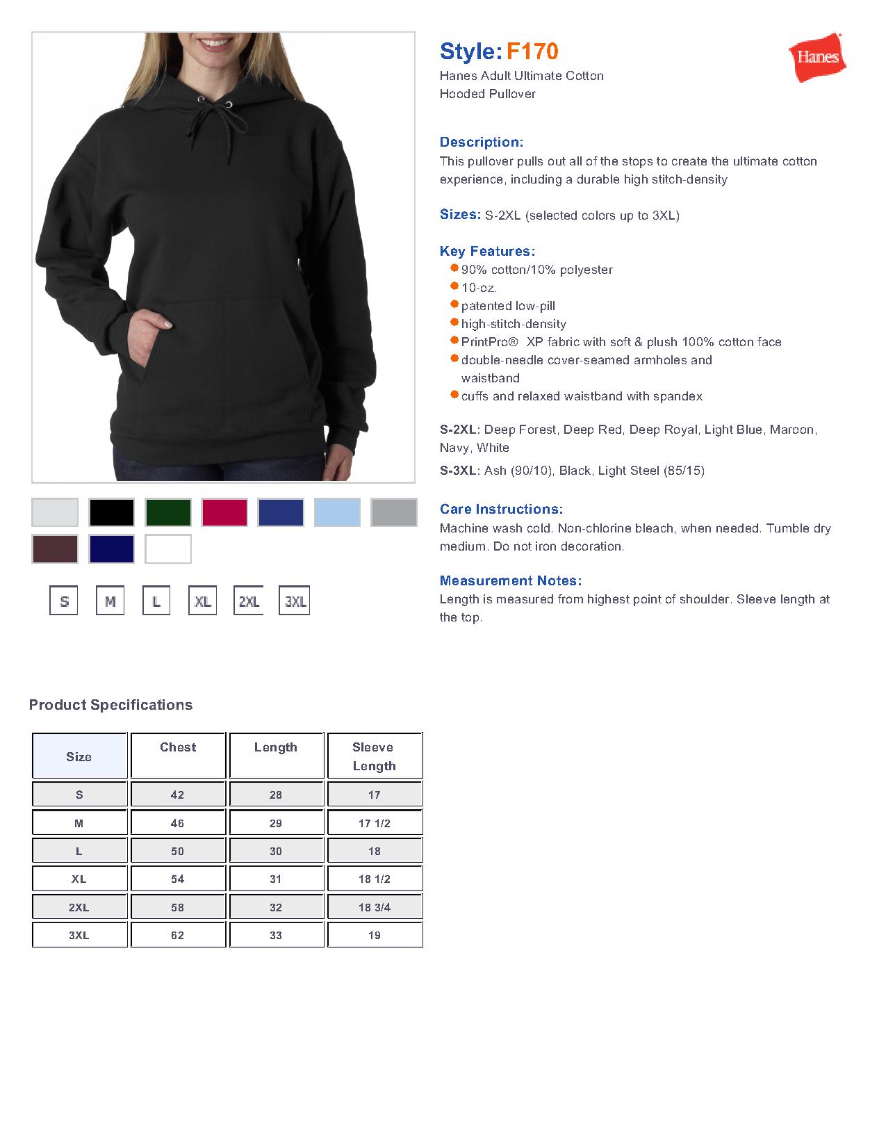 Hanes® F170 Ultra Cotton® Pullover Hooded Sweatshirt $17.51 - Men's Fleece