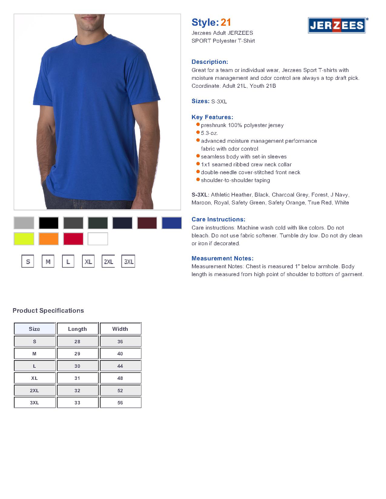 Jerzees 21 - Adult JERZEES SPORT Polyester T-Shirt $4.48 - Men's T-Shirts