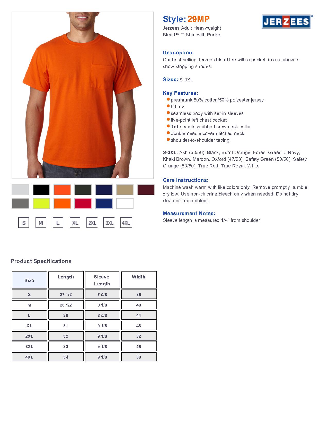 Jerzees 29MP Heavyweight Blend Short-Sleeve Pocket T-Shirt $7.15 - T-Shirts