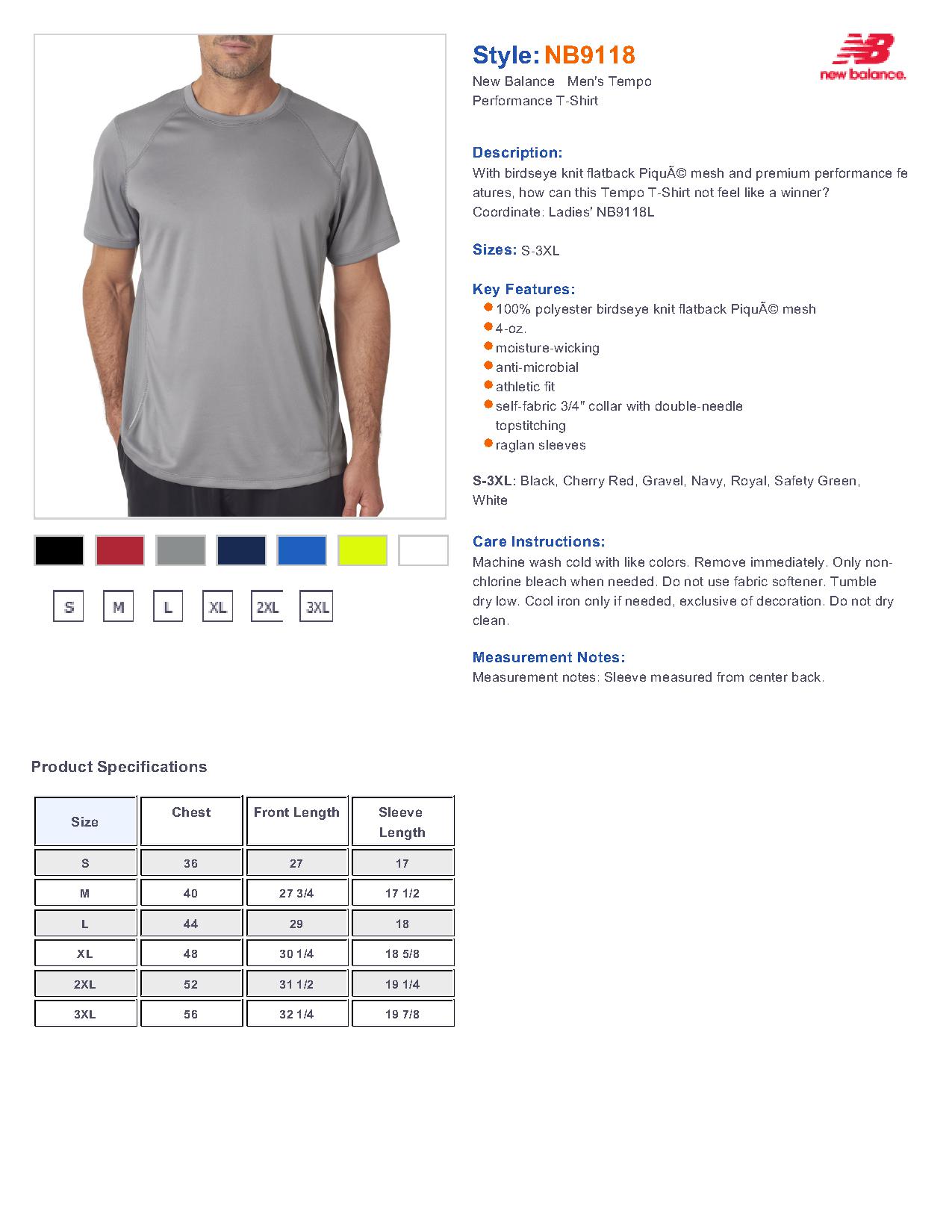 New Balance NB9118 - Men's Tempo Performance T-Shirt $9.35 - Men's T-Shirts