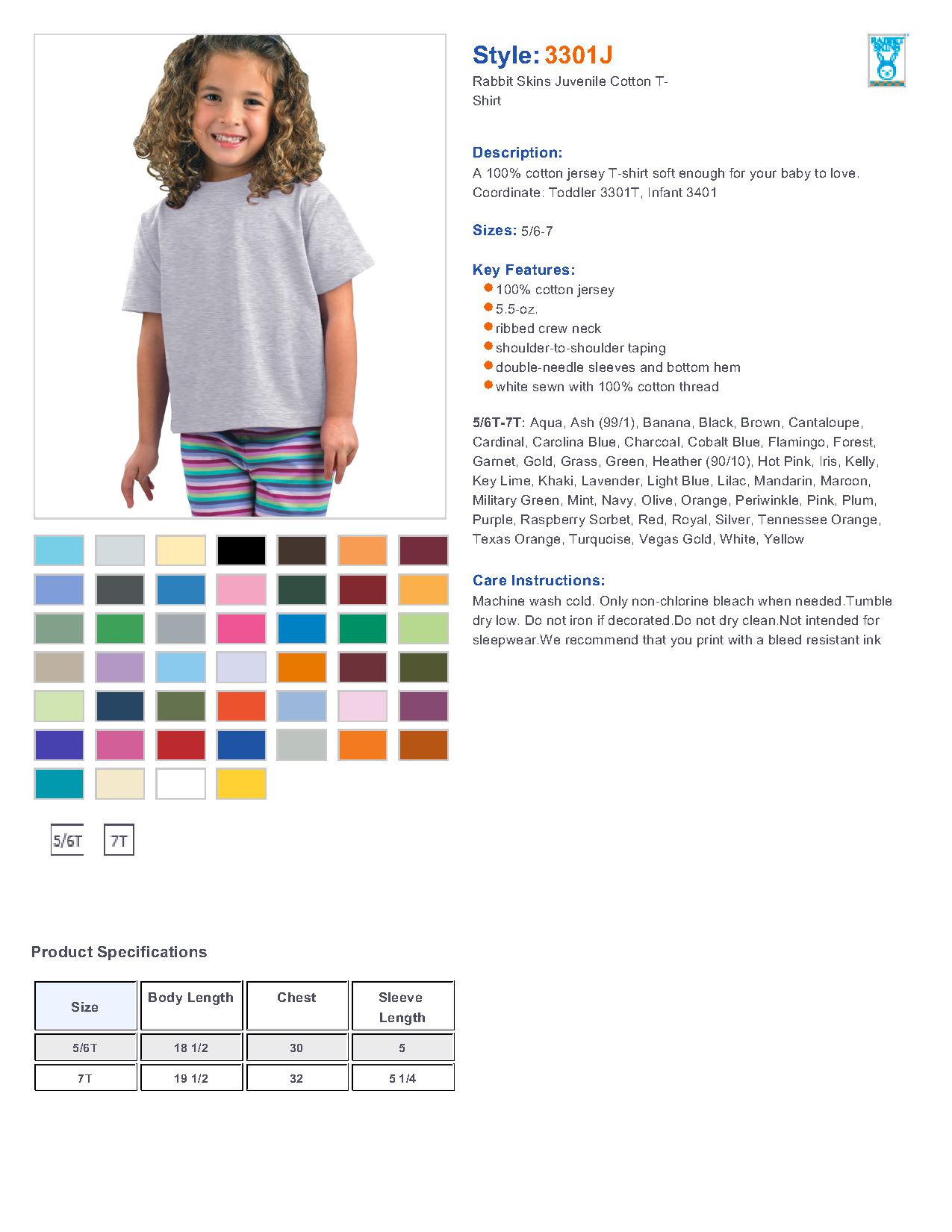 Rabbit Skins 3301J Juvy Short Sleeve Cotton T-Shirt $3.71 - T-Shirts