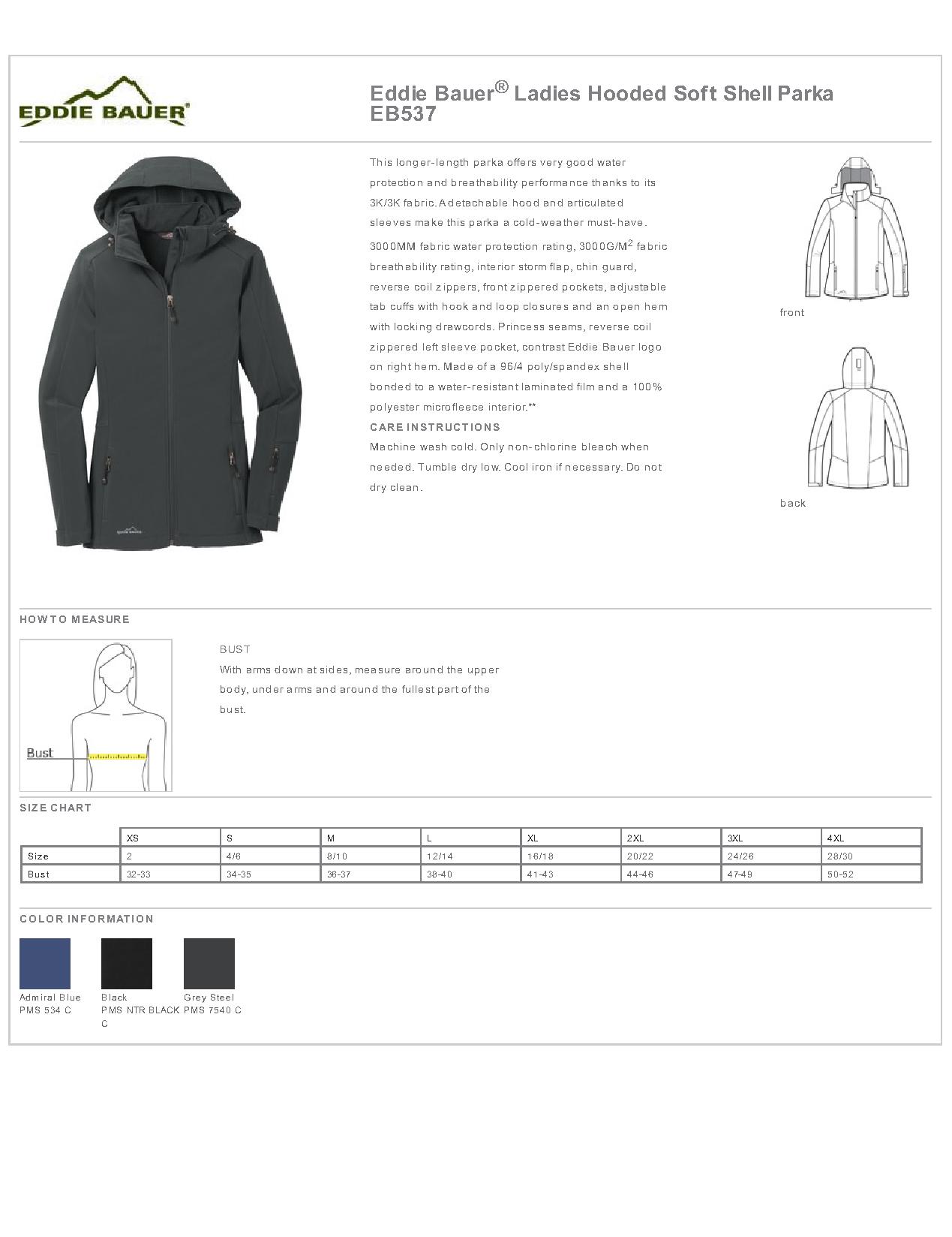 Eddie Bauer Shaded Crosshatch Soft Shell Jacket Size Chart