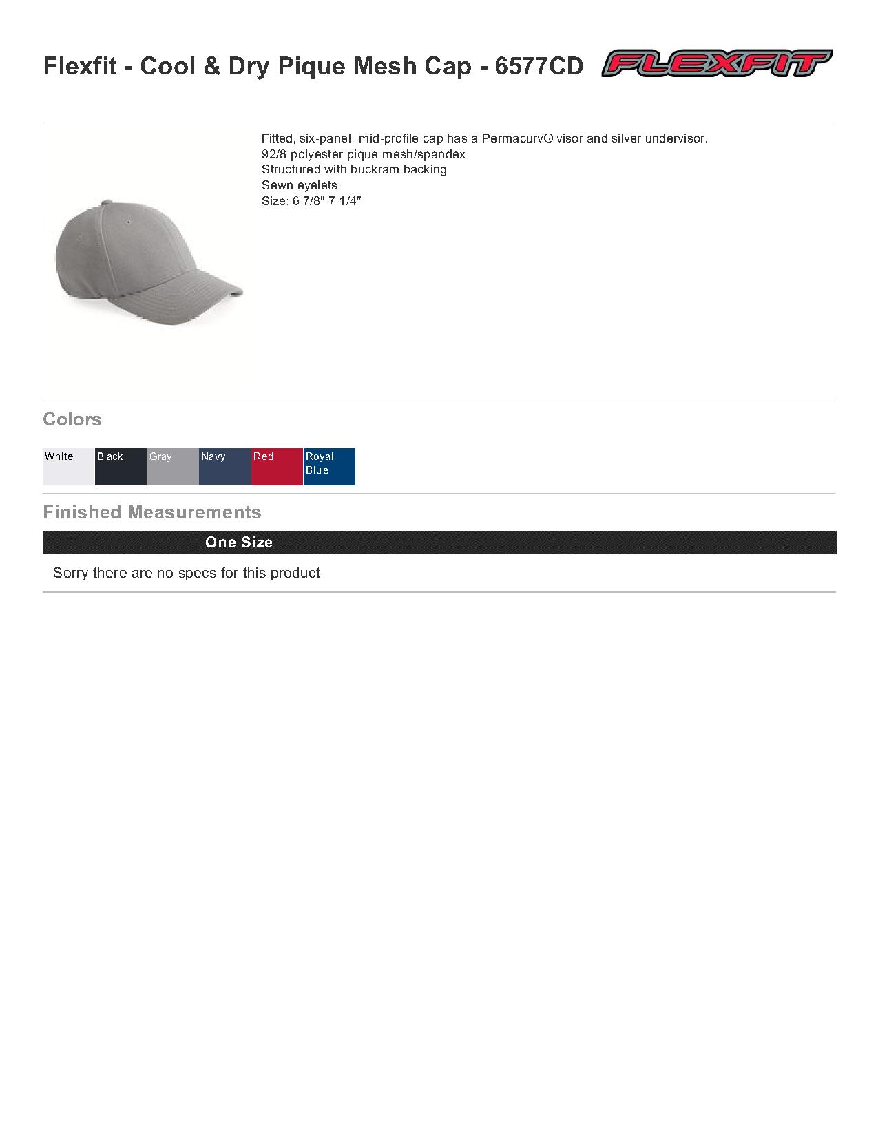 Flexfit 6577CD Cool & Dry Pique Mesh Cap $7.32 - Headwear