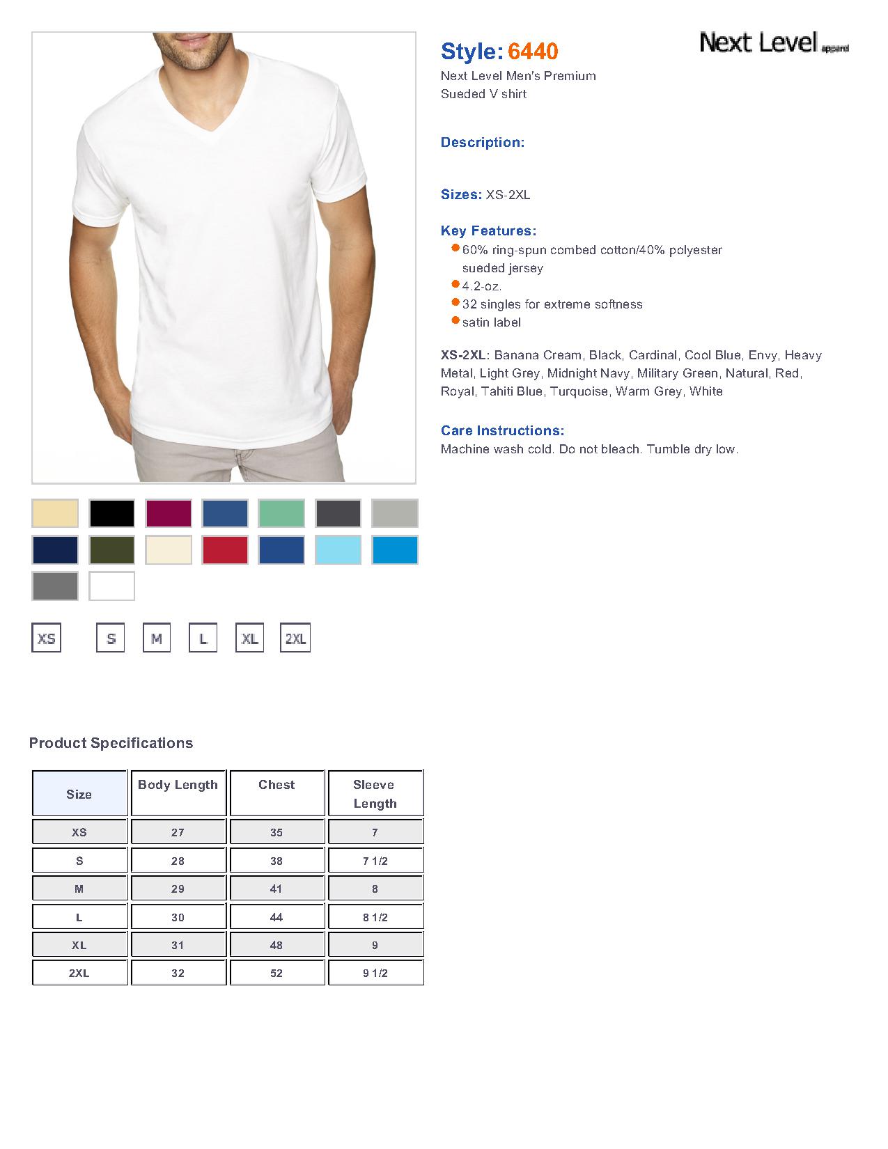 Next Level - 6440 Men's Premium Sueded V $7.87 - T-Shirts