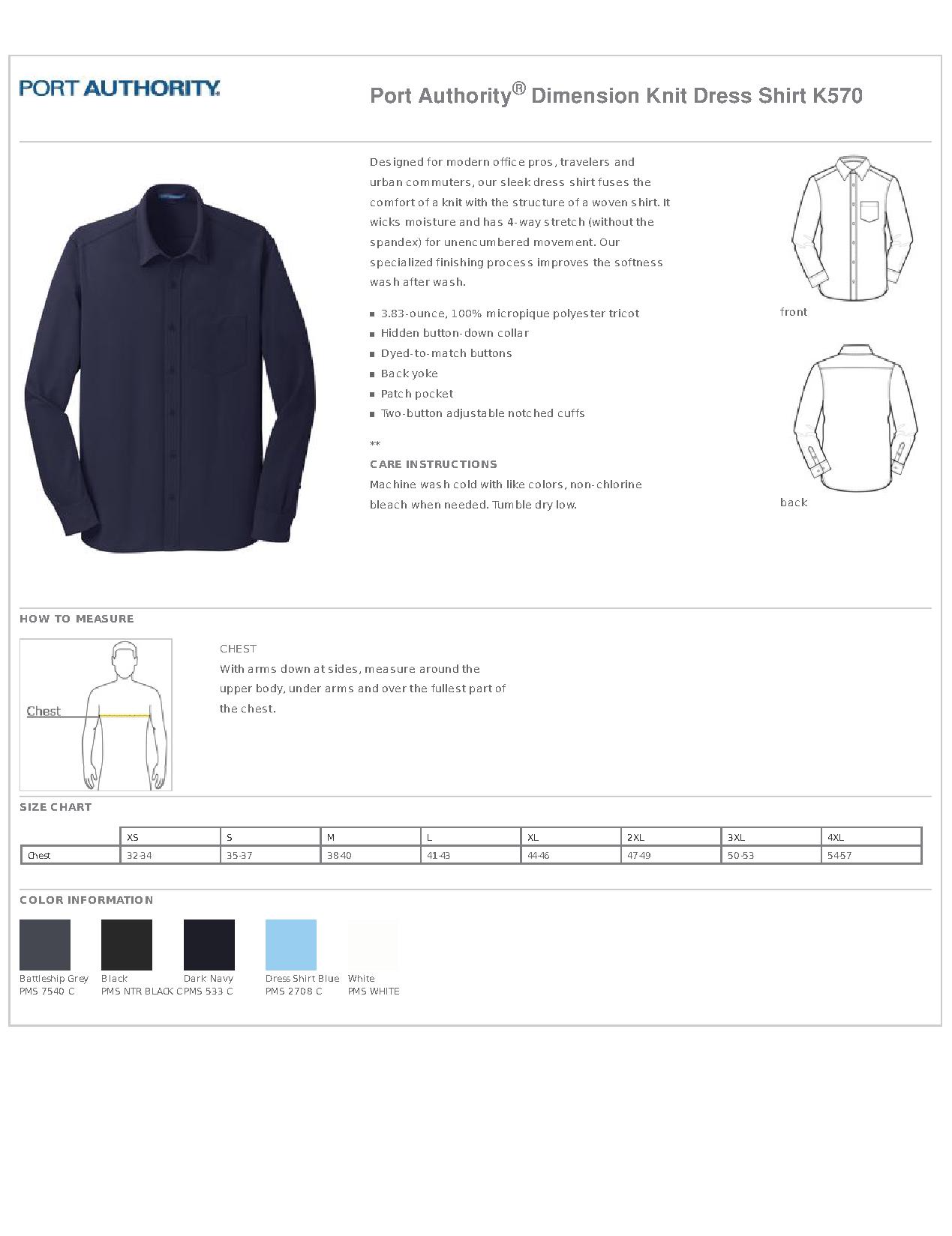Port Authority® K570 - Dimension Knit Dress Shirt - Woven/Dress Shirts