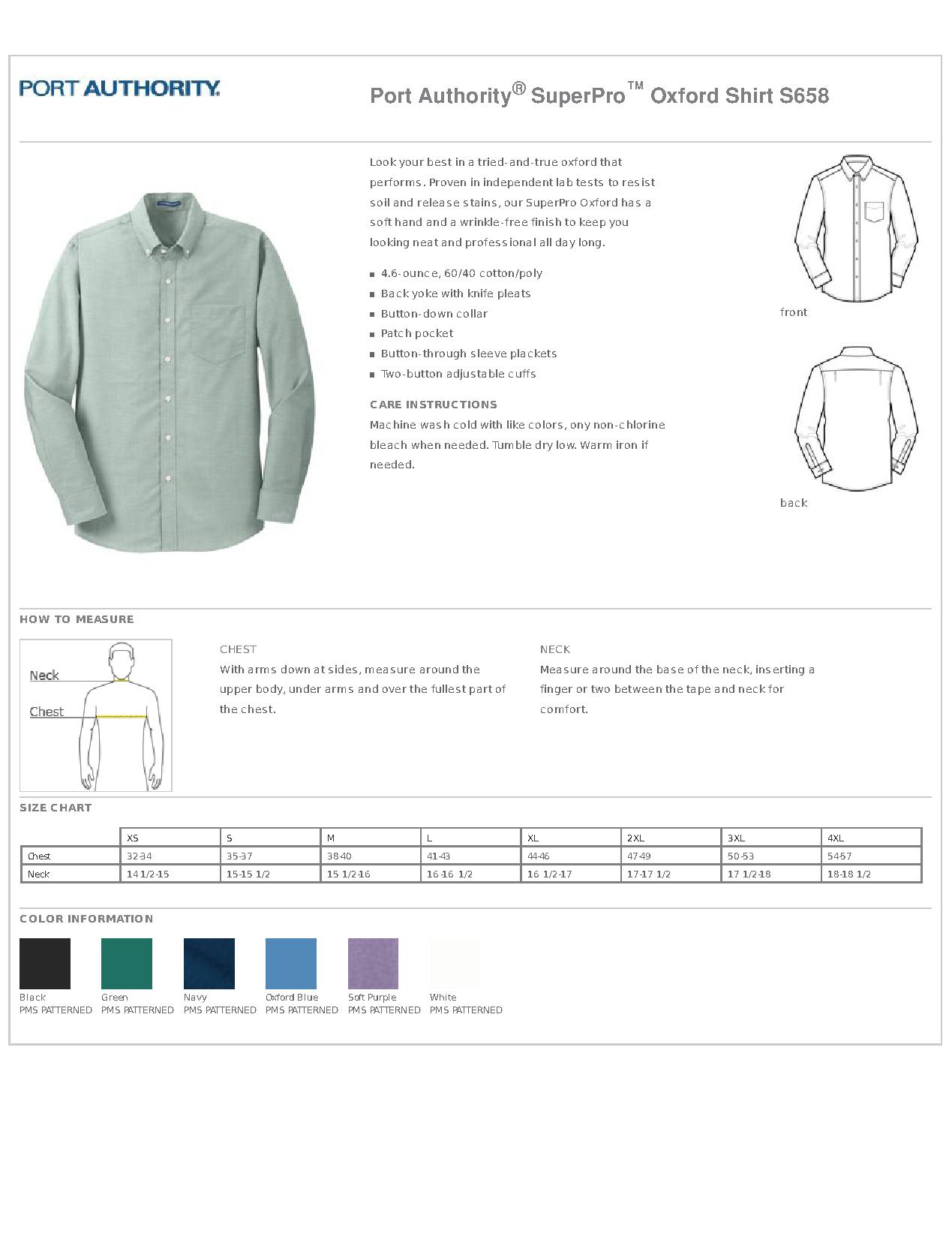 Port Authority® S658 - SuperPro Oxford Shirt - Men's Woven Shirts