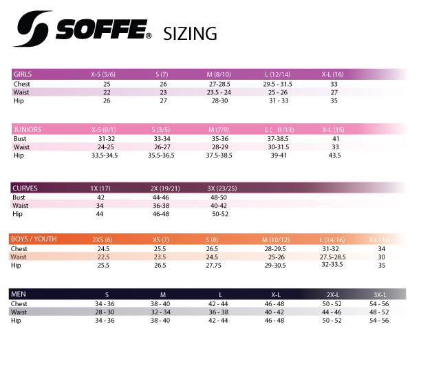 Soffe Shorts Size Chart