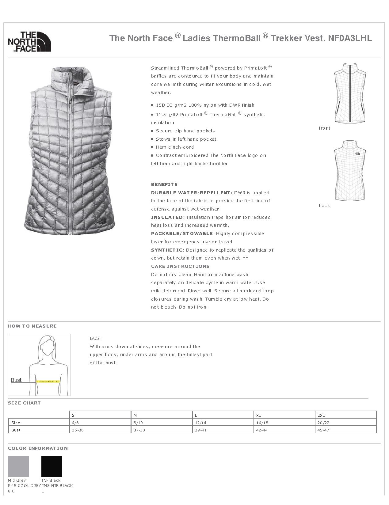 Embroider The North Face® NF0A3LHL - Ladies ThermoBall™ Trekker Vest ...