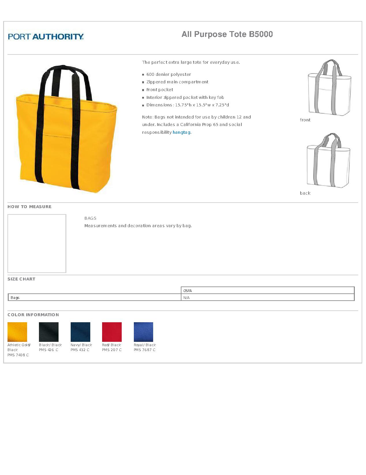 Port Authority Improved All Purpose Tote B5000