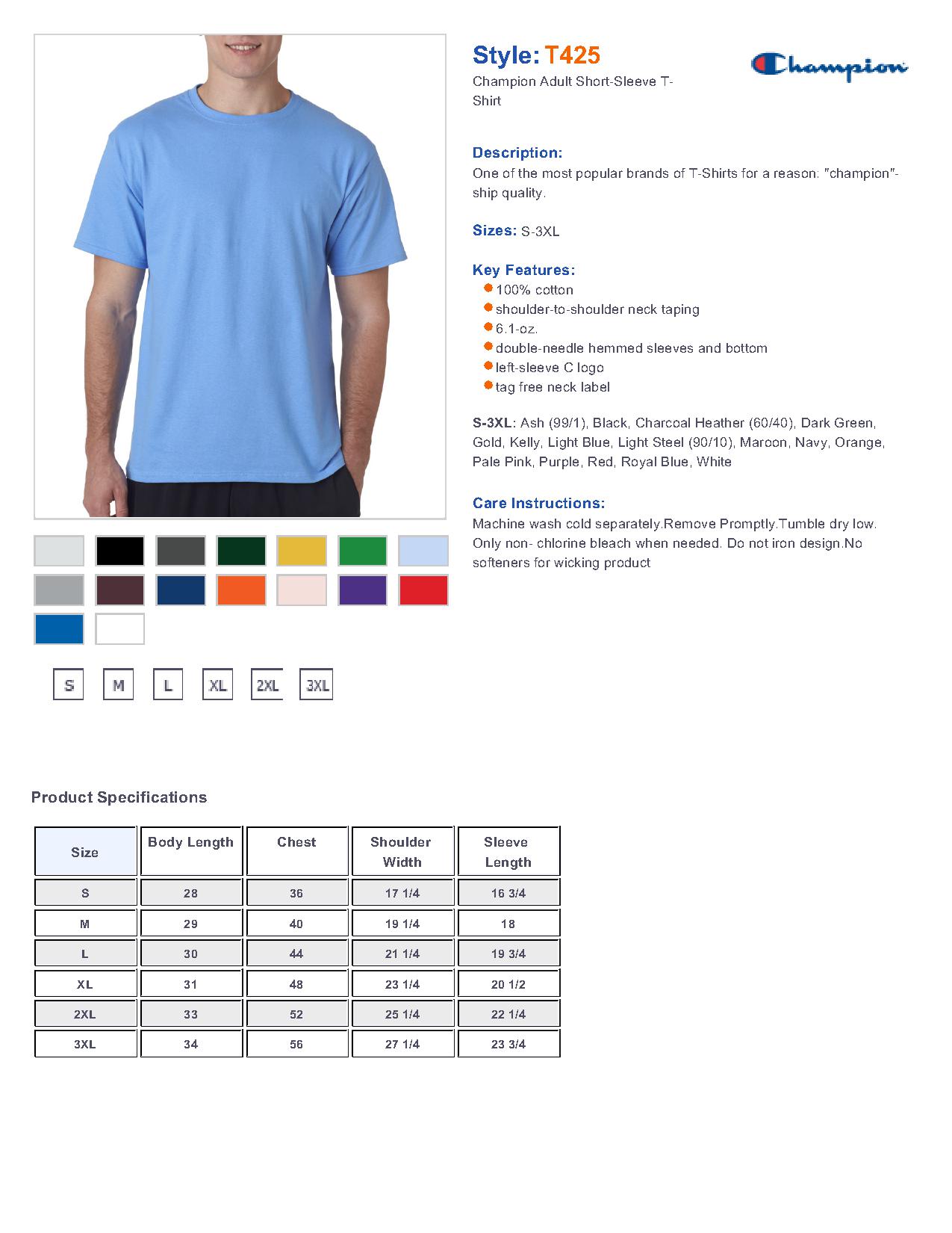 Hanes Tagless Shirt Size Chart