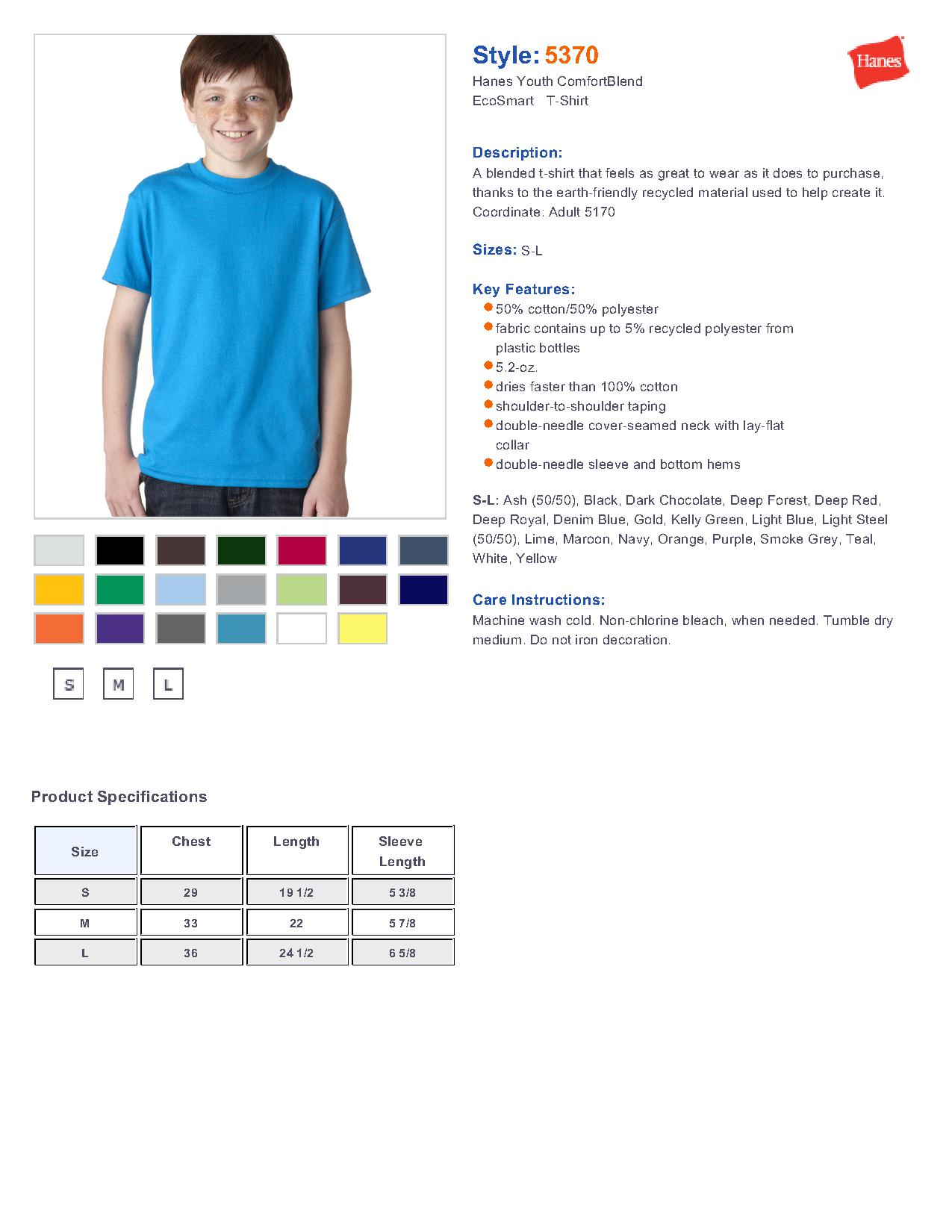 Hanes T Shirt Size Chart Youth