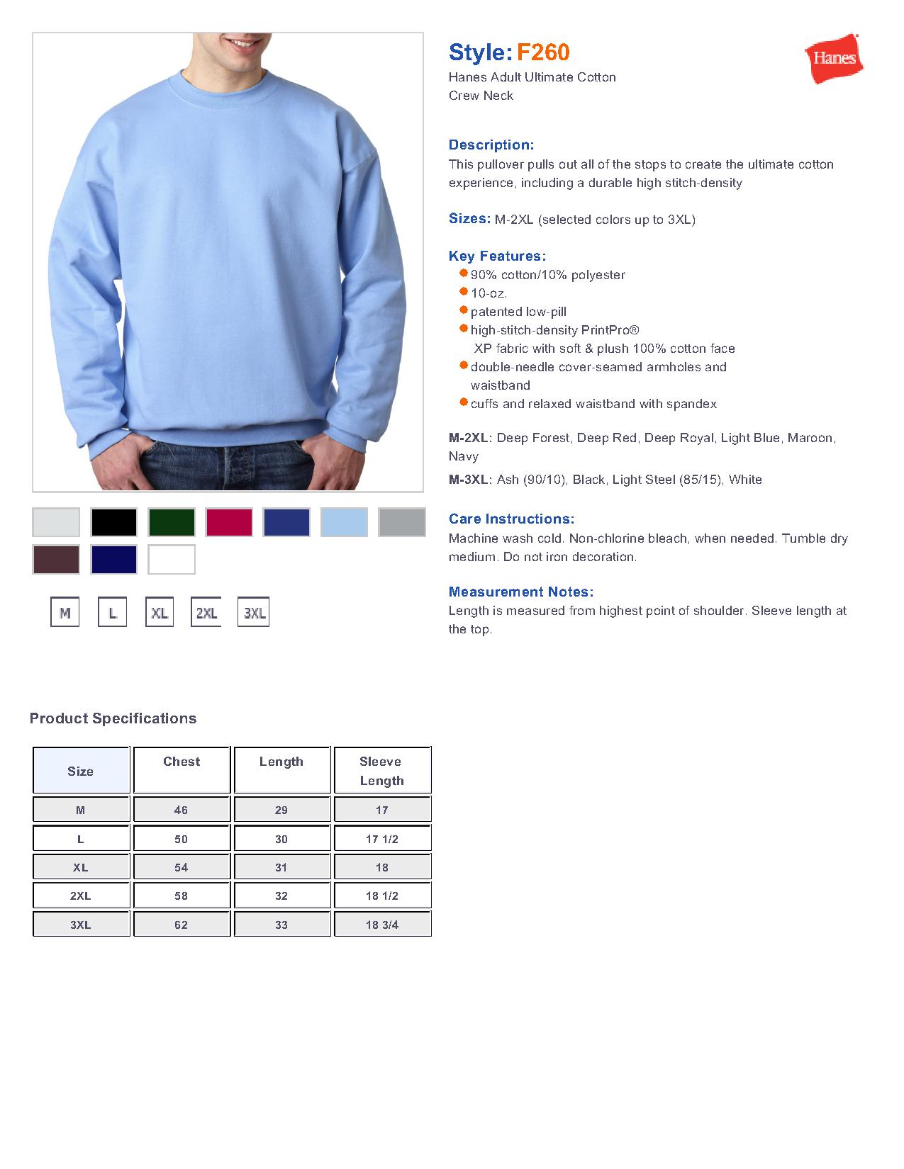 Gildan Crewneck Sweatshirt Size Chart