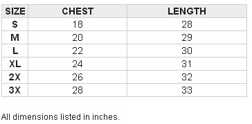 Fruit Of The Loom Heavy Cotton Size Chart