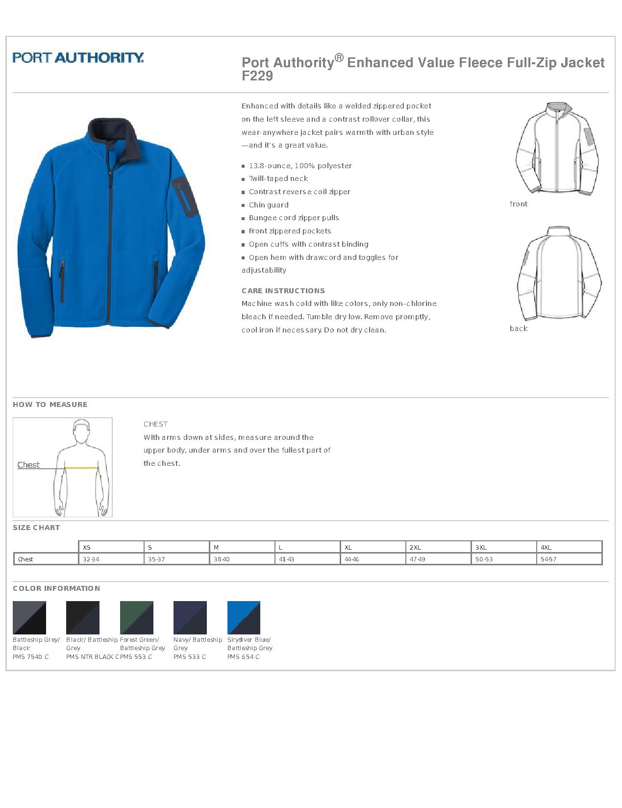 Port Authority F229 Enhanced Value Fleece Full-Zip Jacket - Outerwear