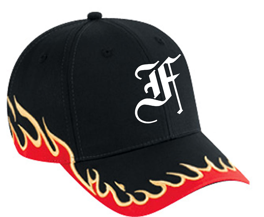 custom design of Flame pattern cotton twill two tone color six panel low profile pro style cap (2005 OTTO)